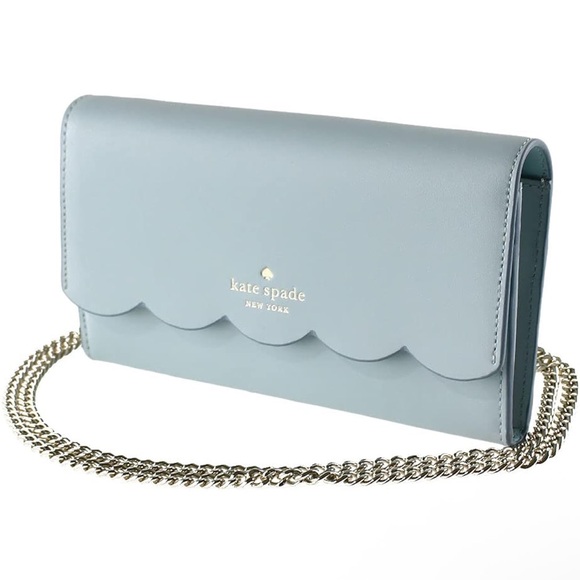 kate spade Handbags - Kate Spade Light Blue Wallet with Silver Chain Strap